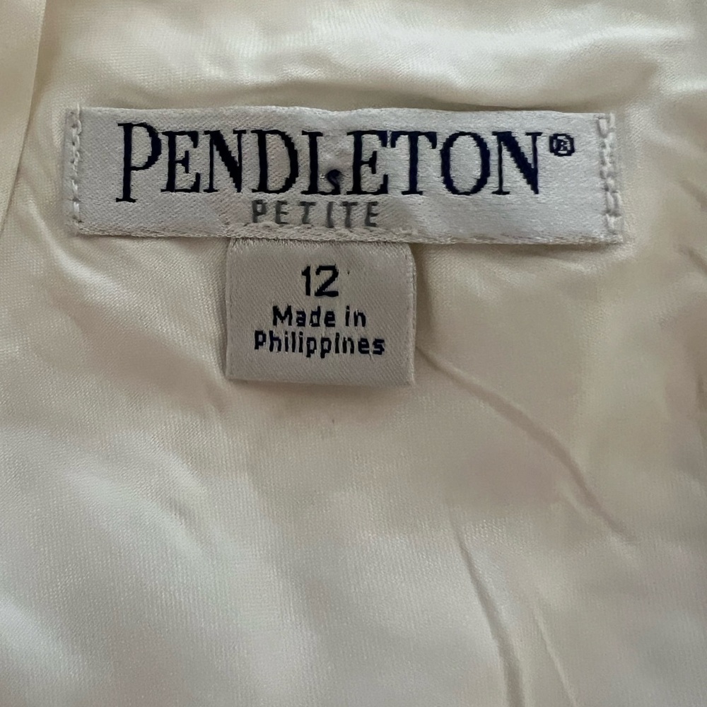Vintage Pendleton Skirt Ivory Lace Straight Pencil Back Slit Lined Size 12p - Picture 6 of 9